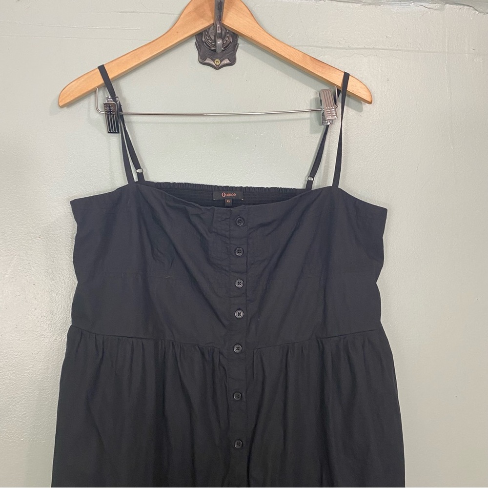 Quince Organic Cotton Poplin Spaghetti Strap Maxi Dress XL Black - Picture 2 of 7